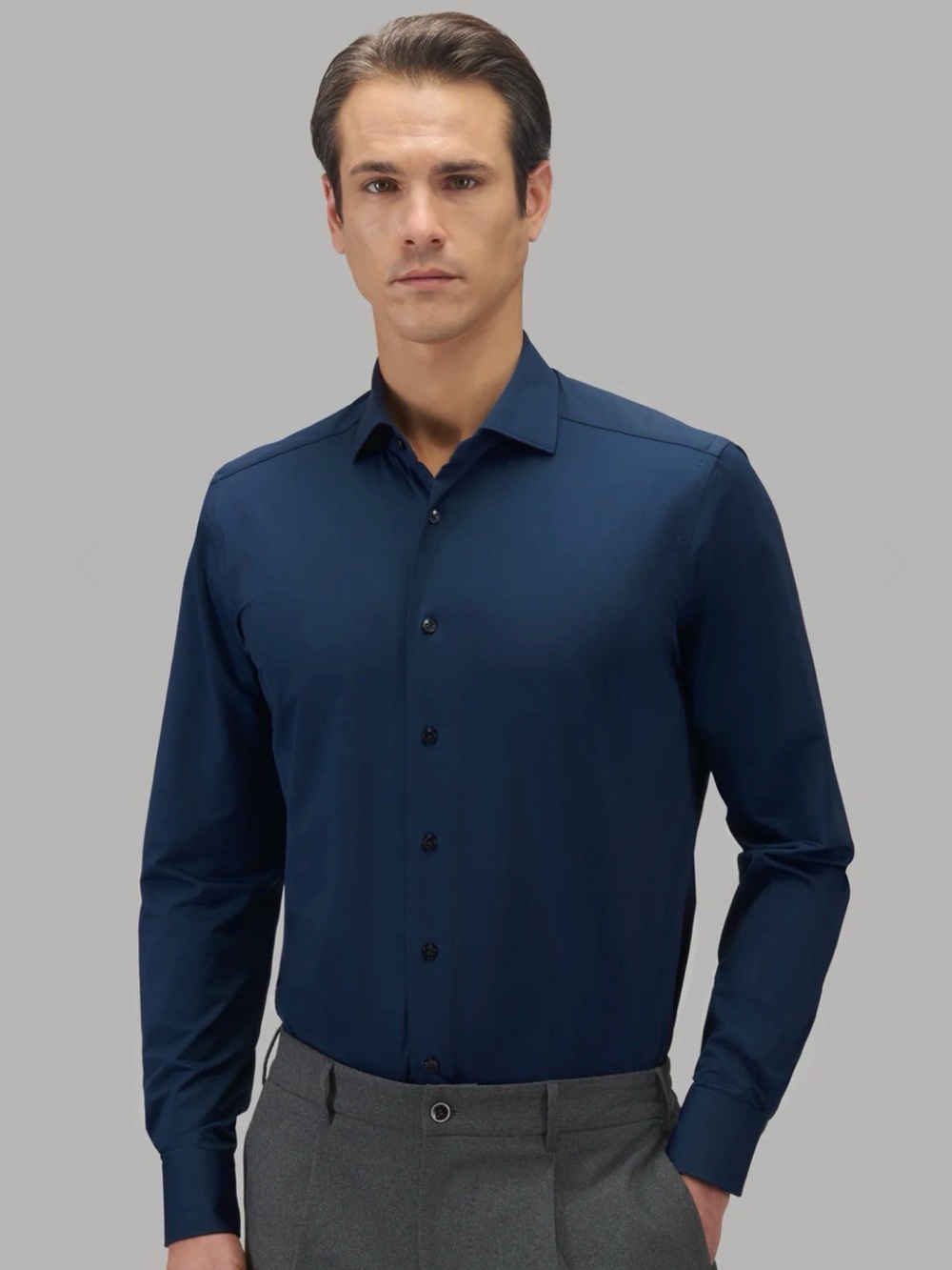 XACUS Navy Button Down Dress Shirt Size 17.5/44
